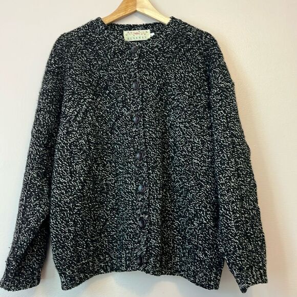 Blarney Woolen Mills Vintage Irish Knit Cardigan Sweater Gray Women’s Medium 90s - Picture 1 of 7